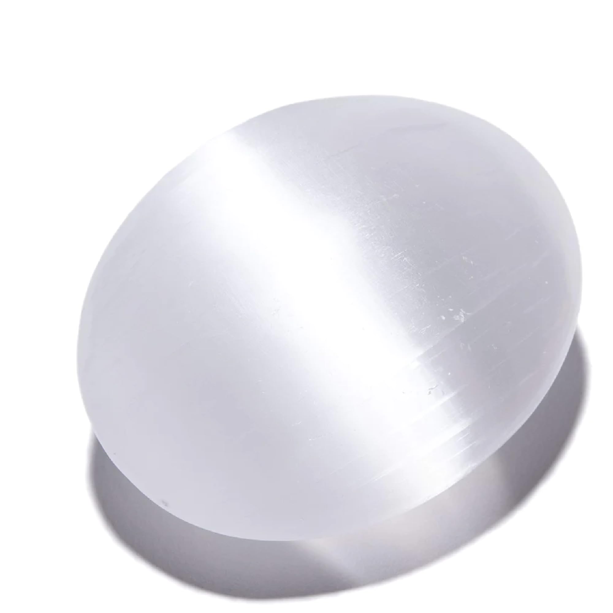 KALIFANO Selenite Palm Stone with Healing & Calming Effects - High Energy Selenita Satin Spar Worry Stone Used for Cleansing and Protection (Information Card Included)