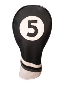 golf headcover black and white leather style #5 fairway head cover fits fairway wood clubs