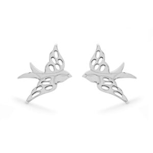 Boma Jewelry Sterling Silver Flying Bird Stud Earrings