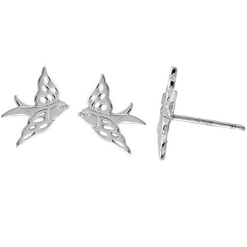 Boma Jewelry Sterling Silver Flying Bird Stud Earrings