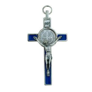 SUAVEC SELPONT rts St. Benedict Crucifix with Round St. Benedict Medal Inlay | Garden Sculpture Outdoor Decoration