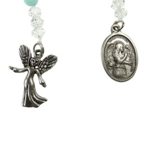 Chaplet Archangel Gabriel Crystal Beads and Silver Findings & Free Prayer Card Blessed by HIS Holiness