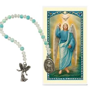 Chaplet Archangel Gabriel Crystal Beads and Silver Findings & Free Prayer Card Blessed by HIS Holiness