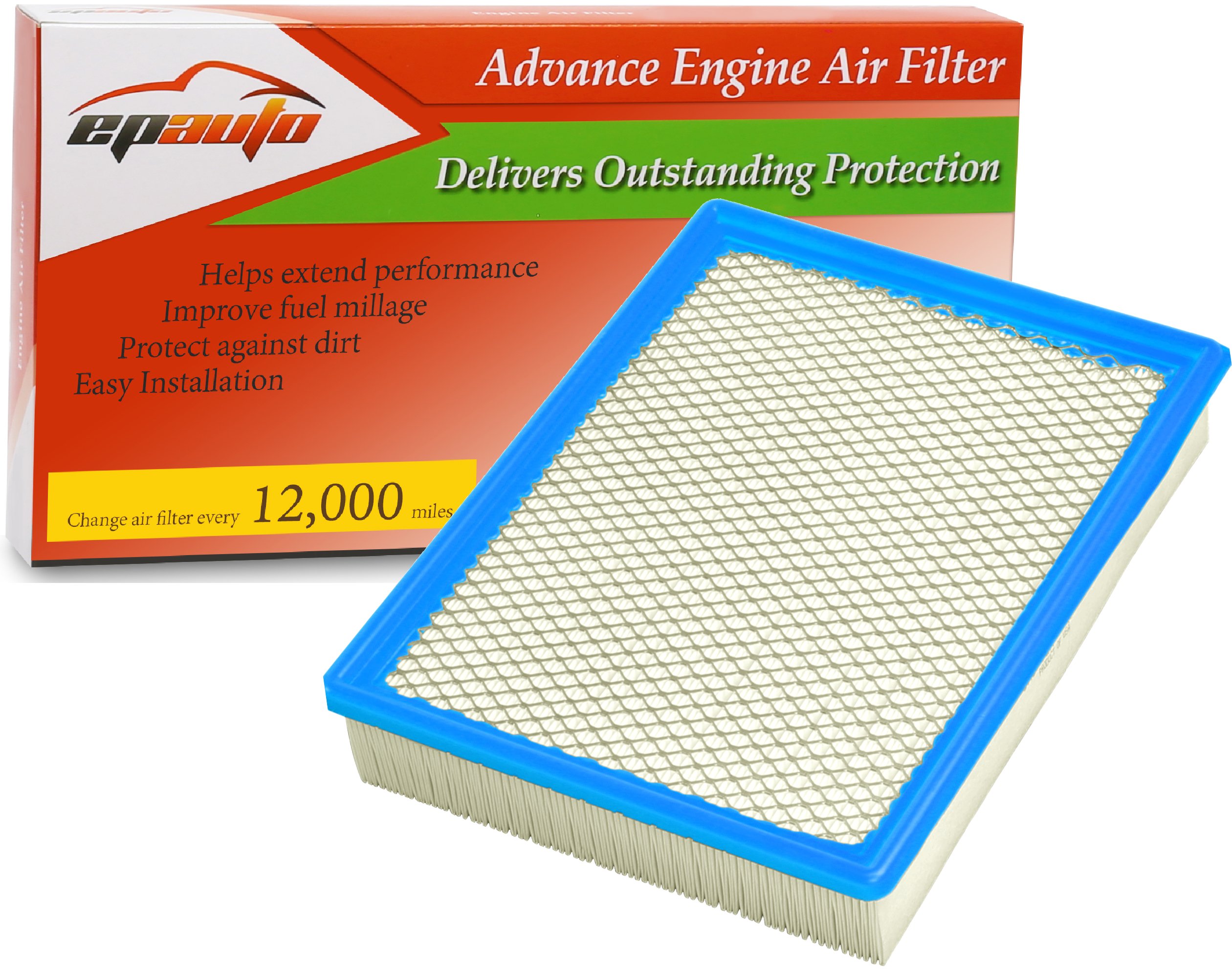 EPAuto GP755 (CA8755A) Replacement for Cadillac/Chevrolet/GMC Panel Engine Air Filter for Silverado(1999-2019),Suburban(2000-2019),Tahoe(2000-2019),Sierra(1999-2019),Yukon(2000-2019)