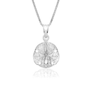 Honolulu Jewelry Company Sterling Silver Sand Dollar Beach Sea Star Necklace Pendant with 18" Box Chain