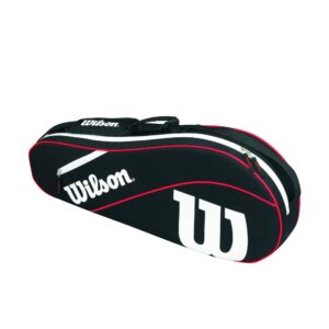 wilson advantage iii triple tennis racket bag - black/white/red, holds up to 3 rackets