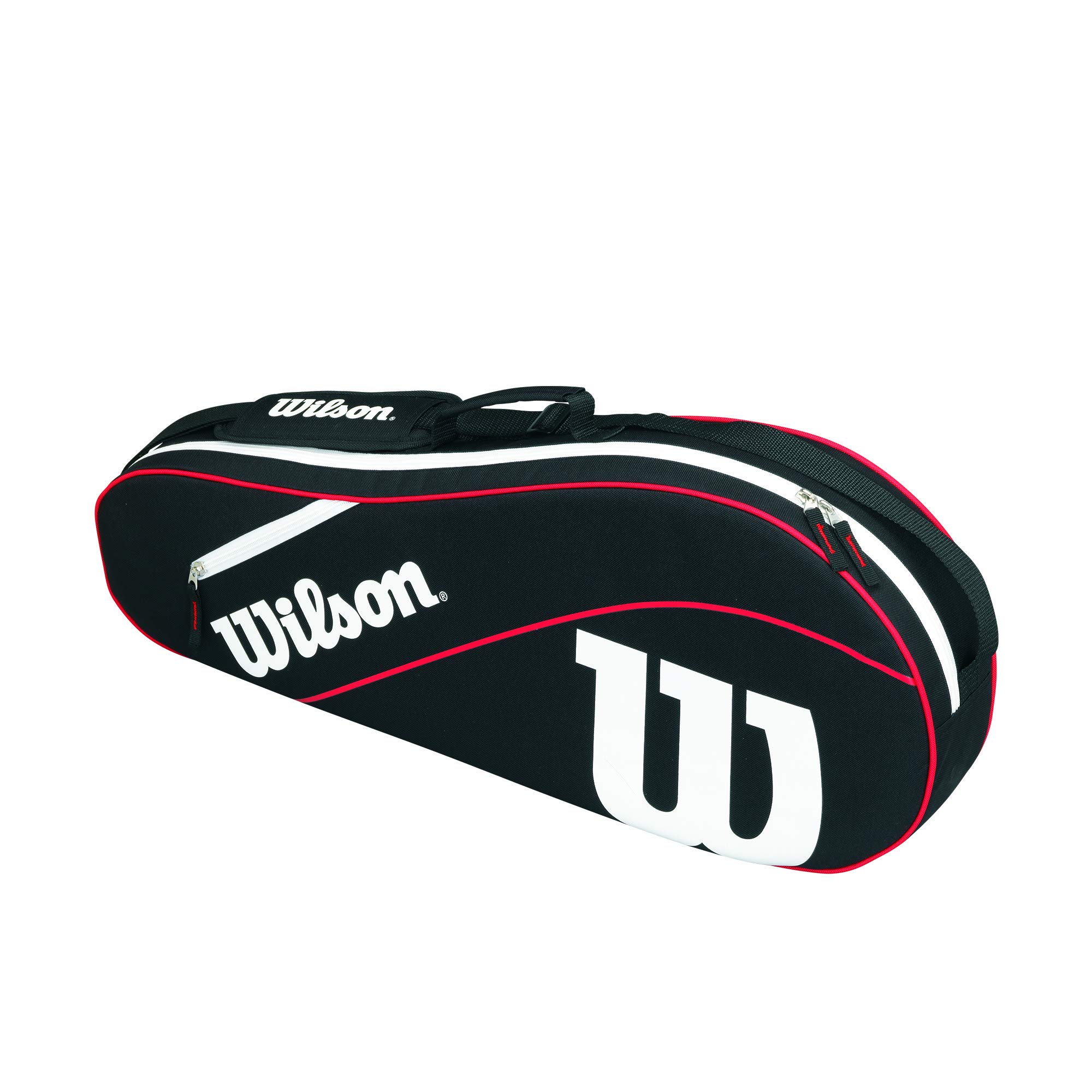 Wilson Advantage III Triple Tennis Racket Bag - Black/White/Red, Holds up to 3 Rackets