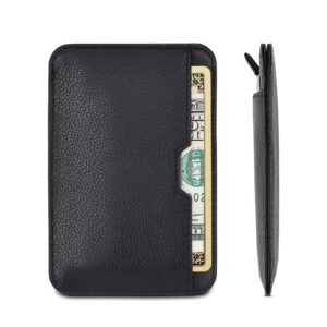 Vaultskin CHELSEA Slim Minimalist Front Pocket Leather Wallet with RFID Blocking for Men with Gift Box (Black)