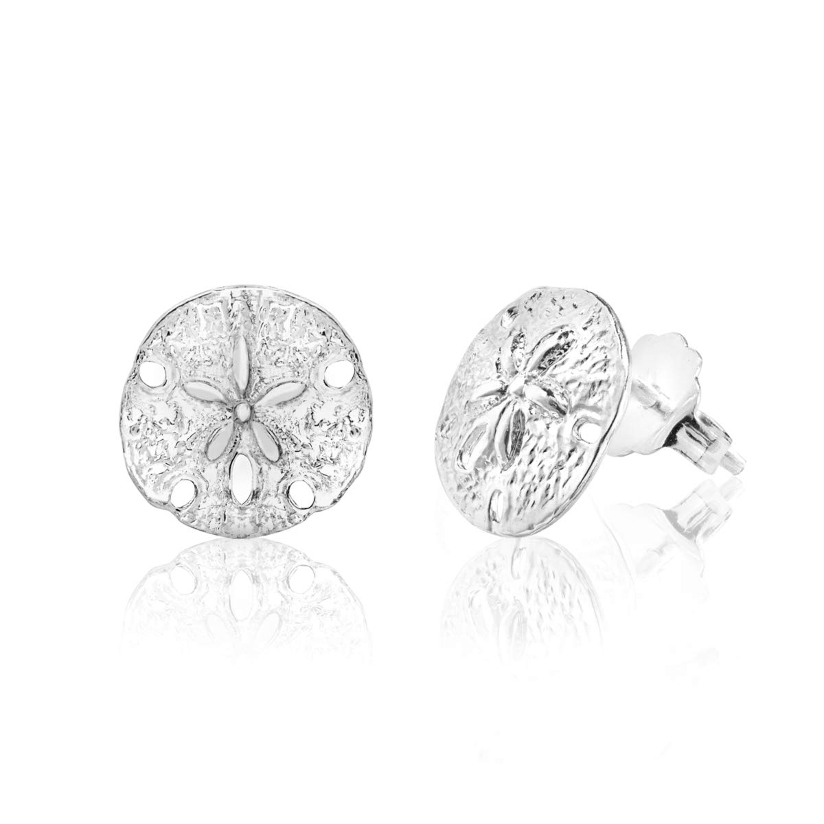 Honolulu Jewelry Company Sterling Silver Sand Dollar Beach Sea Star Stud Earrings