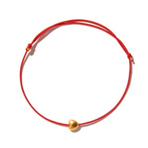 Naz Collection Gold Plated Shiny 6mm Heart Charm Red String Love Bracelet