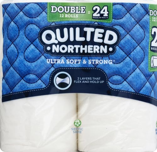 Quilted Northern Ultra Soft & Strong Toilet Paper, Double Rolls, 2-ply, 12 Count (Pack of 1)