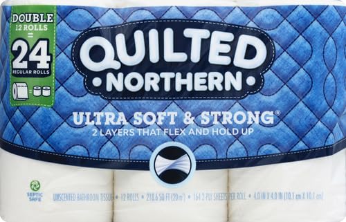 Quilted Northern Ultra Soft & Strong Toilet Paper, Double Rolls, 2-ply, 12 Count (Pack of 1)