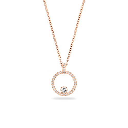 SWAROVSKI Creativity Collection Women's Necklace, Intertwined circle Pendant with White Crystals and Rose-Gold Tone Plated Chain