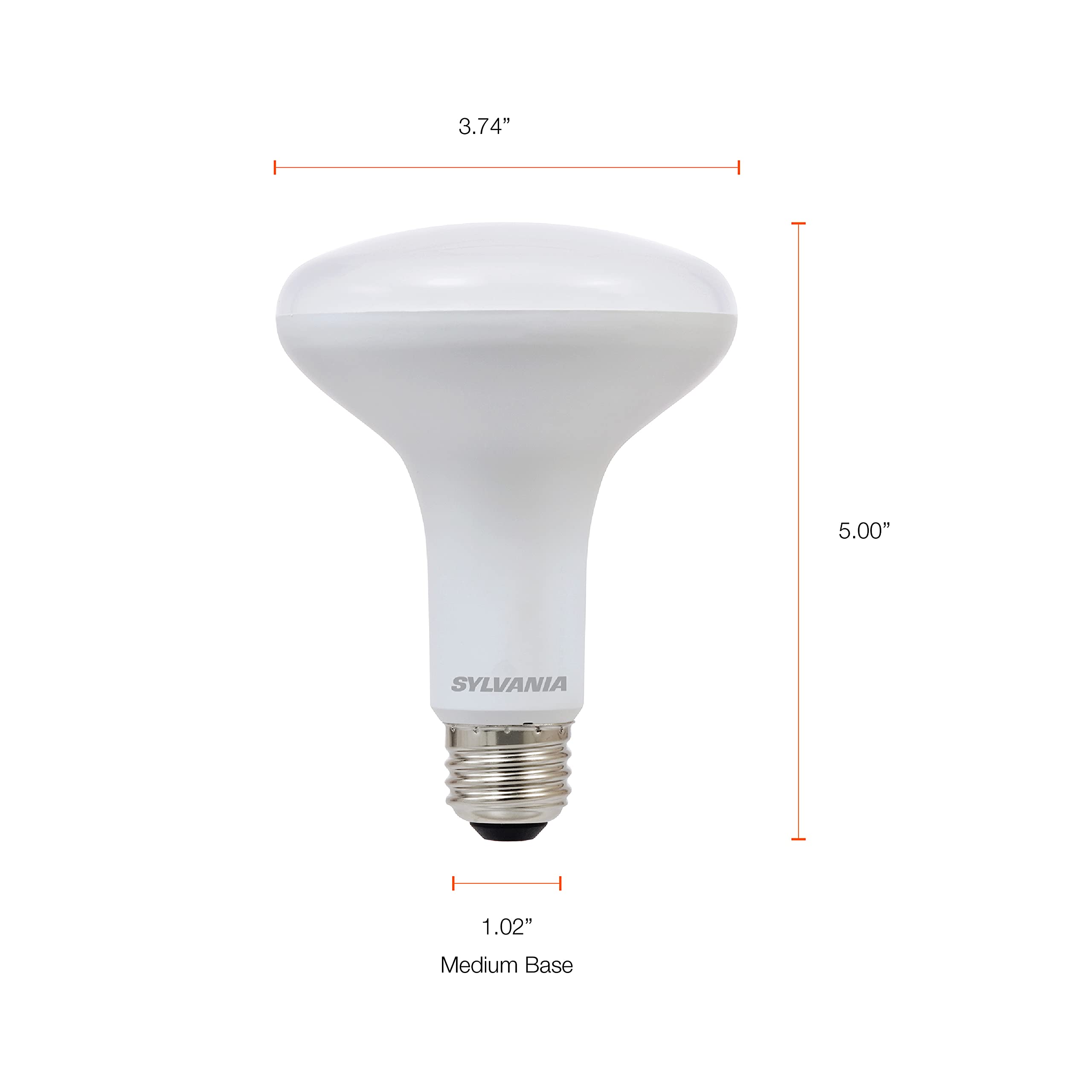 SYLVANIA LED Flood BR30 Light Bulb, 65W=8W, 10 Year, Medium Base, 650 Lumens, Dimmable, 5000K, Daylight - 2 Pack (73956)