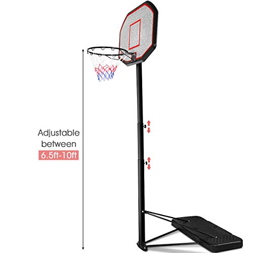 Giantex Portable Basketball Hoop Stand, Adjustable Height 6.5-10 ft, 43Inch Backboard, Portable Basketball Hoop & Goal Basketball System Stand for Kids Youth Indoor Outdoor Use