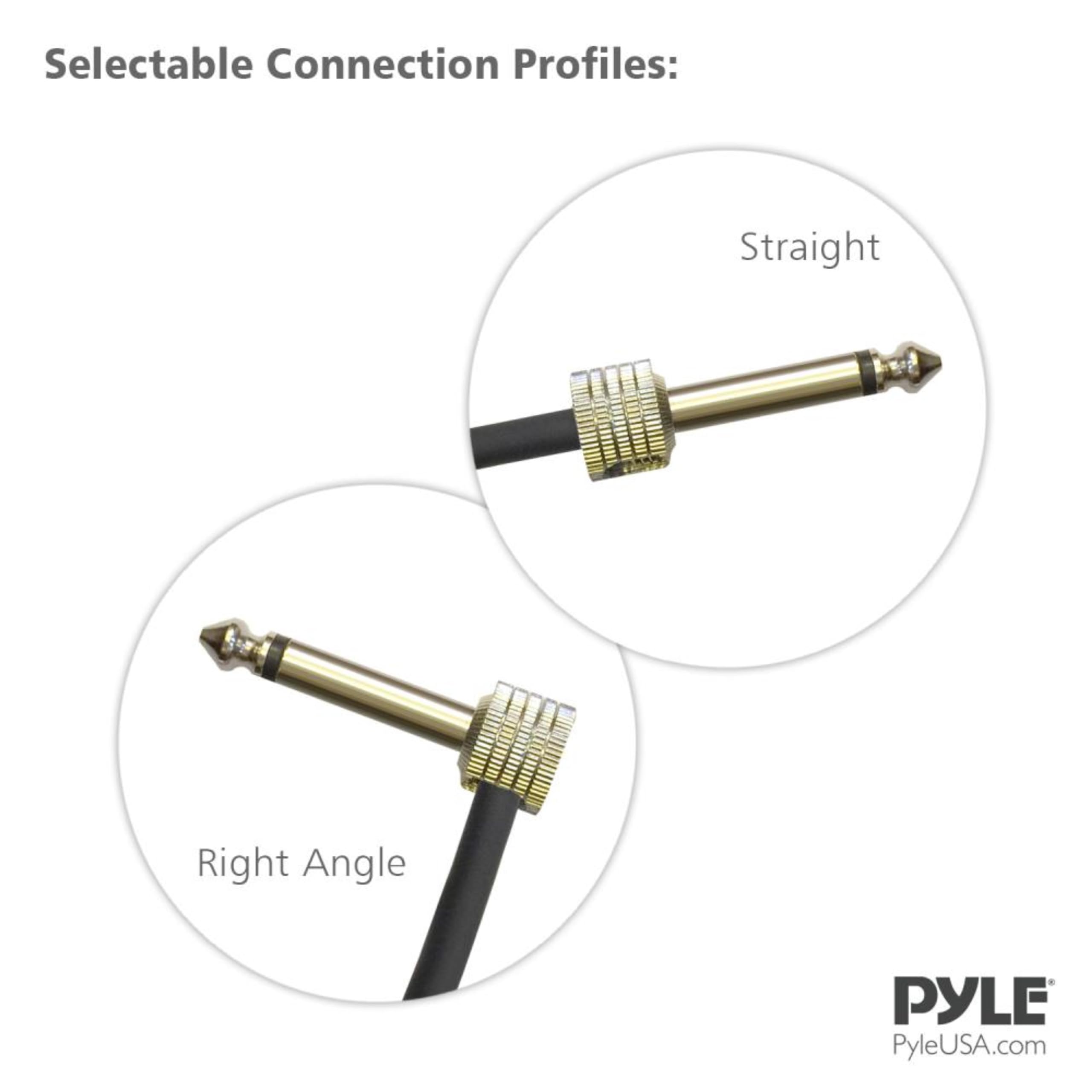 Pyle Pro-Audio Pedal Board Patch Cables-Universal D.I.Y Custom Cut Feet Wire Kit, Right-Angle Low Profile 1/4'' Connectors, Performance, 10 Pieces PSCBLKIT22