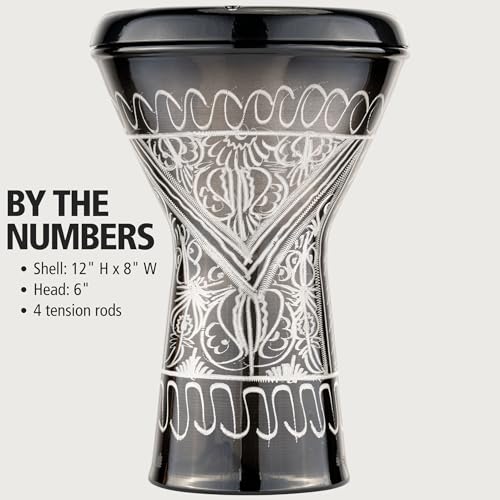 Meinl Percussion Aluminum Doumbek Egyptian Goblet Drum, Hand Engraved — Made in Turkey — Synthetic Head, 2-Year Warranty (HE-2018)