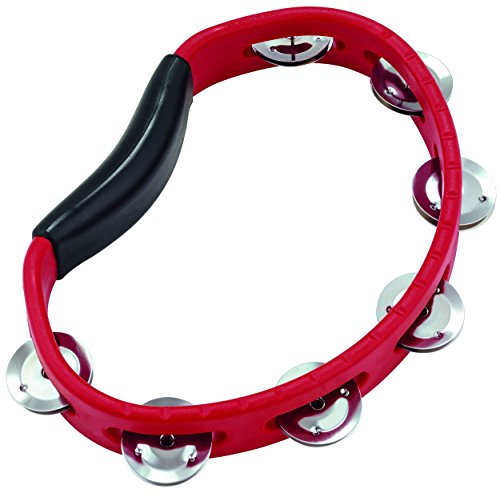 Meinl Percussion Headliner Handheld Hand Held Tambourine with Stainless Steel Jingles, Single Row-NOT Made in China-Red, Guiro Playing Surface, 2-Year Warranty (HTR)