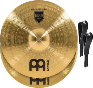 meinl 18” marching cymbal pair with straps - brass alloy traditional finish - made in germany, 2-year warranty (ma-br-18m)