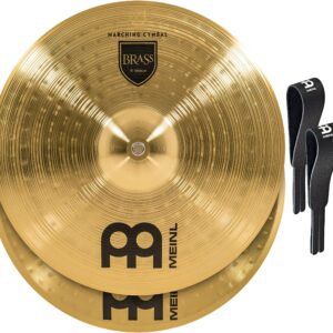 Meinl 18” Marching Cymbal Pair with Straps - Brass Alloy Traditional Finish - Made In Germany, 2-YEAR WARRANTY (MA-BR-18M)