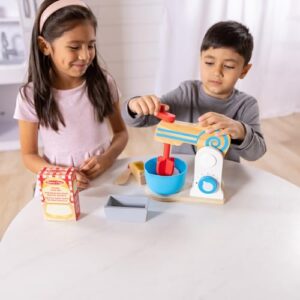 Melissa & Doug Wooden Make-a-Cake Mixer Set (11 pcs) - Play Food and Kitchen Accessories - FSC Certified