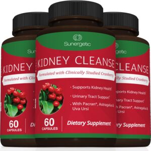 Premium Kidney Cleanse Supplement – Powerful Kidney Support Formula with Cranberry Extract Helps Support Healthy Kidneys & Urinary Tract Support– 60 Vegetarian Capsules