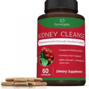 Premium Kidney Cleanse Supplement – Powerful Kidney Support Formula with Cranberry Extract Helps Support Healthy Kidneys & Urinary Tract Support– 60 Vegetarian Capsules