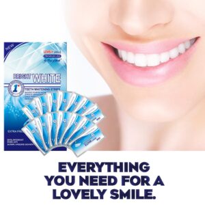 Lovely Smile Premium Line Teeth Whitening Strips - Enamel Safe - White Teeth in 1 Hour - No Slip and No Sensitivity - Dental Whitener Kit by Ray of Smile (28 Strips/Mint)