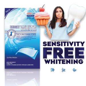 Lovely Smile Premium Line Teeth Whitening Strips - Enamel Safe - White Teeth in 1 Hour - No Slip and No Sensitivity - Dental Whitener Kit by Ray of Smile (28 Strips/Mint)