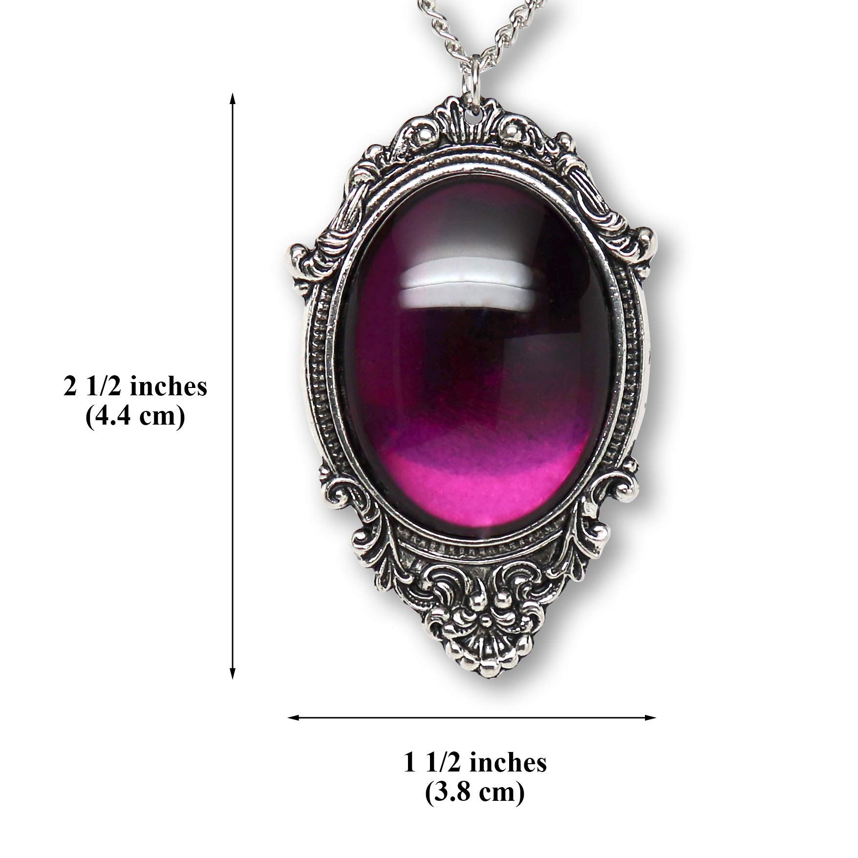 Real Metal Purple Cabochon in Antiqued Silver Finish Pewter Frame Pendant Necklace