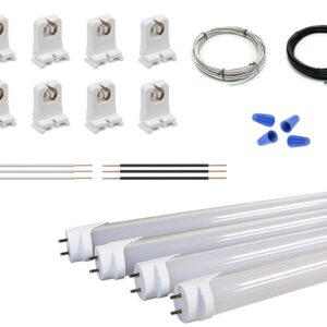 ORILIS 4 Light Fluorescent to LED Retrofit Conversion Kit - Includes (8) Lamp Holders, (4) 4 Ft. Orilis 24W 6500K LED T8 Tubes, (4) Wire Nuts, Copper Wires