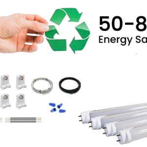 ORILIS 4 Light Fluorescent to LED Retrofit Conversion Kit - Includes (8) Lamp Holders, (4) 4 Ft. Orilis 24W 6500K LED T8 Tubes, (4) Wire Nuts, Copper Wires