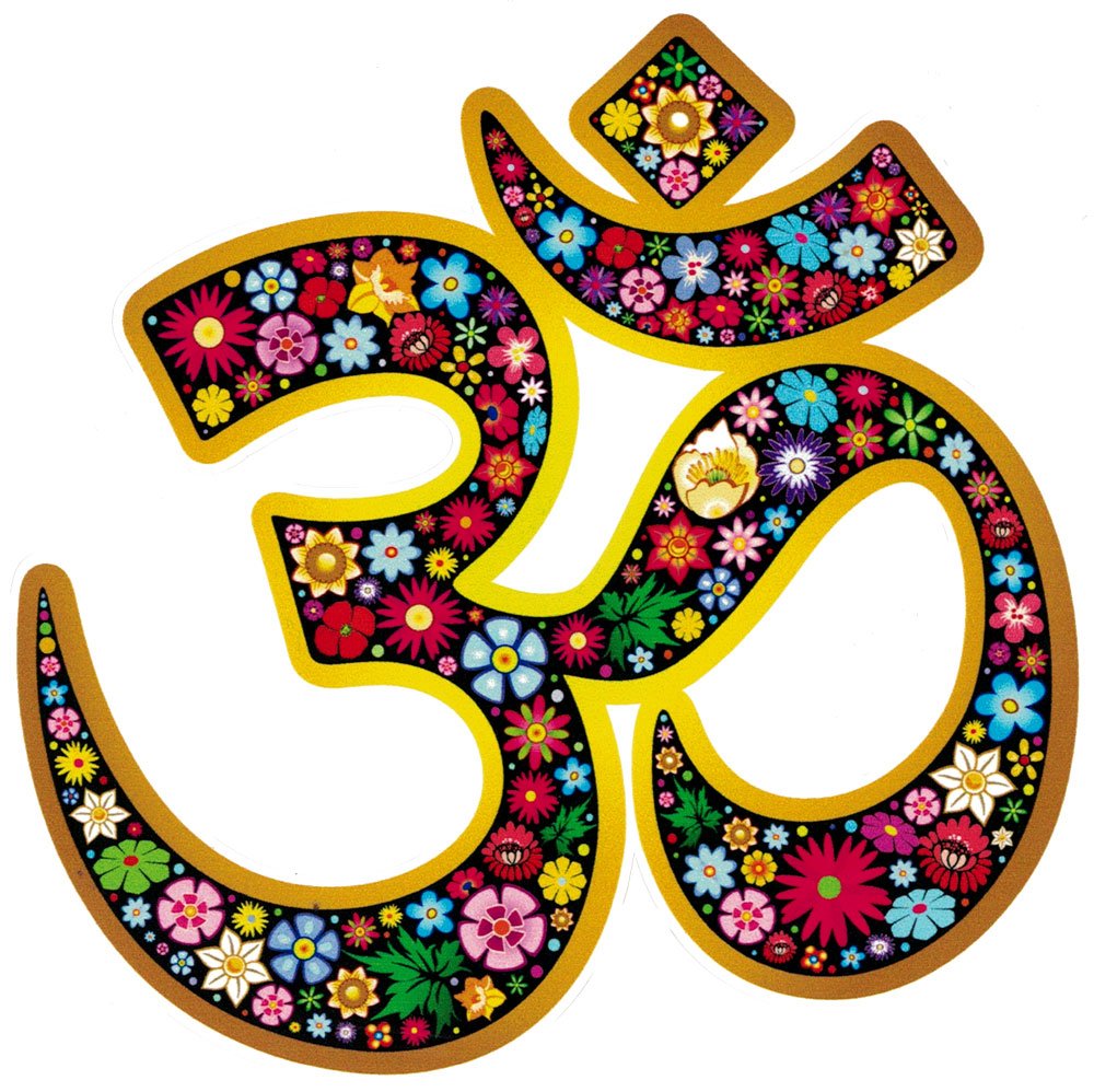 Om Aum Namaste Yoga Symbol Floral Window Sticker Decal (4.5" X 4.75")