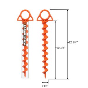 Orange Screw: The Ultimate Ground Anchor | LARGE 2 Pack Tent Stakes | Made in USA (Orange)