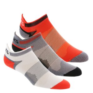 asics quick lyte cushion single tab running socks, cone orange assorted, large