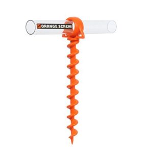 Orange Screw: The Ultimate Ground Anchor | Small 4 Pack Tent Stakes | Made in USA (Orange)