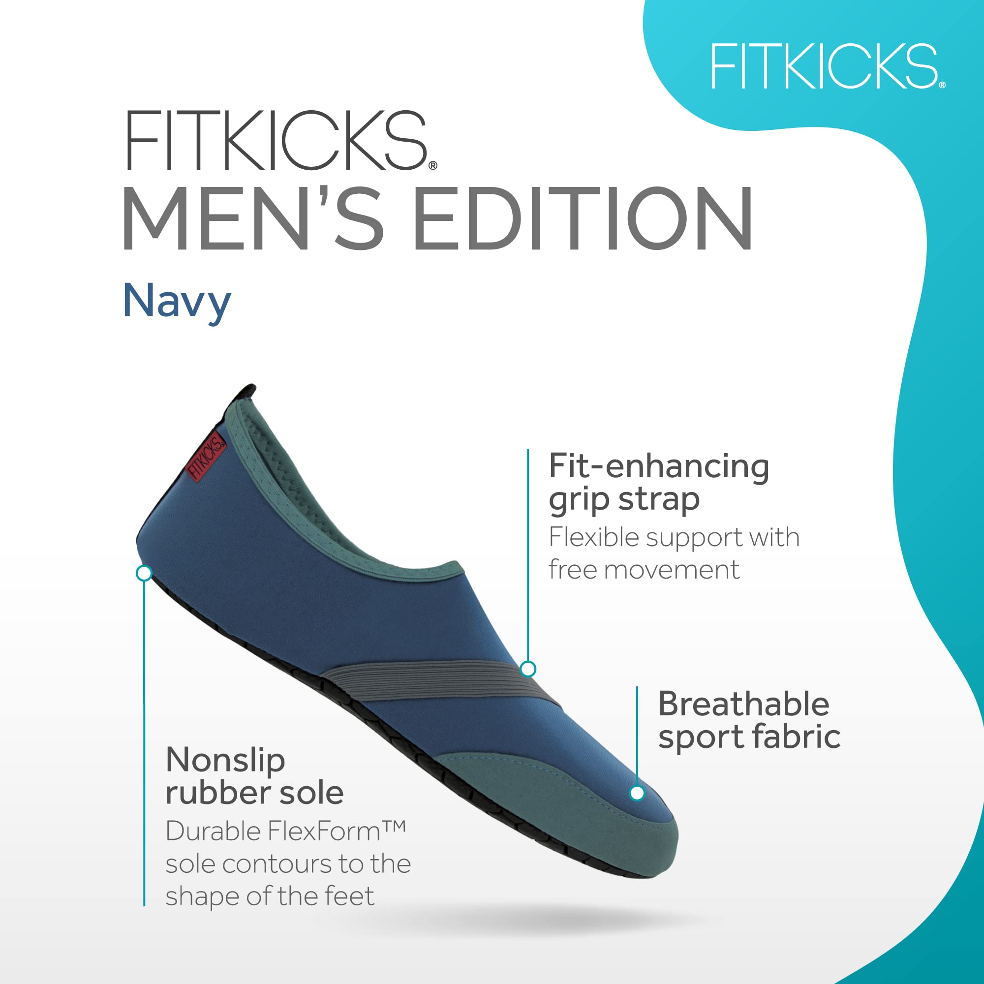 FITKICKS Men's Active Lifestyle Footwear, Foldable Shoes, Small, Navy