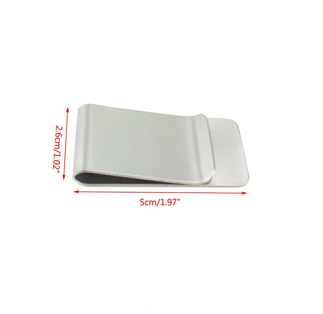 yueton Pack of 3 Brushed Stainless Steel Slim Money Clip Credit Card Cash Holder - Men's Fashion Travel Accessory