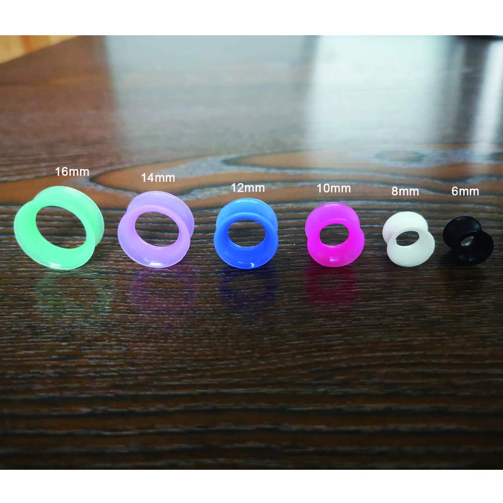 TOPBRIGHT 12 Pairs Ultra Thin Soft Silicone Ear Tunnels, Silicone Ear Skins Gauges and Plugs for Piercing