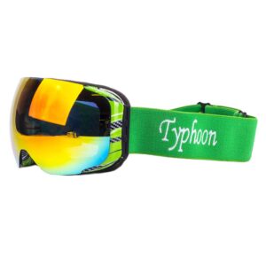 typhoon sports magnetic lens ski snowboard anti-fog goggles (green white w/red & yellow)