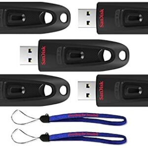 SanDisk 32GB (Five Pack) USB 3.0 Flash Ultra Memory Drive CZ48 - Bundle with (2) Everything But Stromboli Lanyard