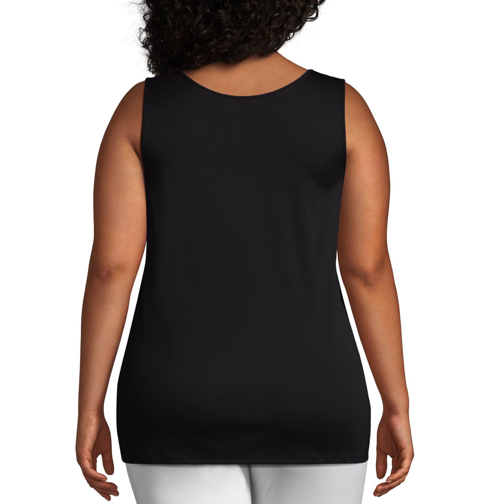 JUST MY SIZE womens Cooldri Performance Scoopneck Tank Top Shirt, Black, 1X US