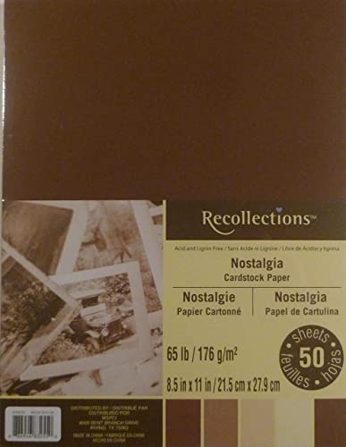 Recollections Nostalgia Cardstock Paper, 8.5" X 11" - 50 Sheets, 5 Colors