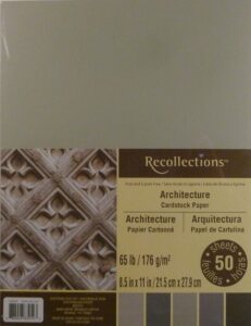 recollections architecture cardstock paper, 8.5 x 11 - 50 sheets, 5 colors (2 pack)