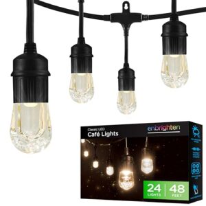 Enbrighten Classic Warm White String Lights, 48ft Black Cord, 24 Shatterproof Acrylic Bulbs, Weatherproof, Outdoor String Lights, 31664