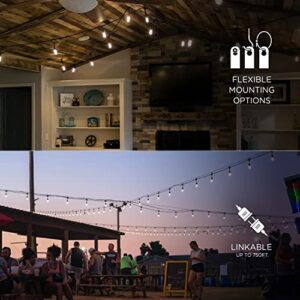 Enbrighten Classic Warm White String Lights, 48ft Black Cord, 24 Shatterproof Acrylic Bulbs, Weatherproof, Outdoor String Lights, 31664