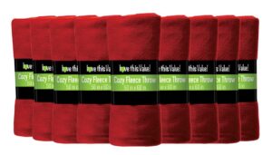 imperial home 24 pack wholesale soft cozy fleece blankets - 50" x 60" comfy throw blankets (red)