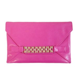 JNB Women's Slip-through Chain Envelope Clutch Fuchsia