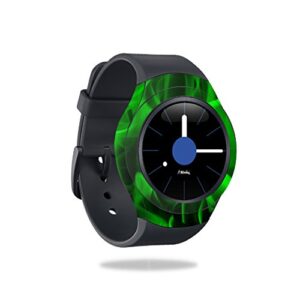 mightyskins skin compatible with samsung gear s2 3g - green flames | protective, durable, and unique vinyl decal wrap cover | easy to apply, remove, and change styles | made in the usa