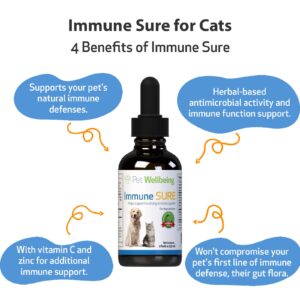 Pet Wellbeing Immune Sure for Cats - Vet-Formulated - Immune System Support & Protection - Natural Herbal Supplement 2 oz (59 ml)